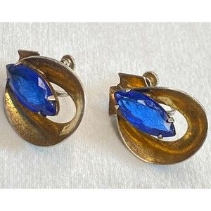 Sterling Silver Earrings Central Clear Blue Faceted Marquise Stone